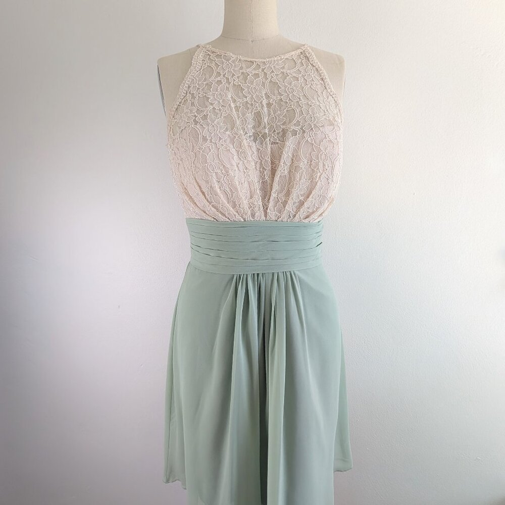 Mint Cocktail Dress Lace and Chiffon Evening Wear Bill Levkoff Size 8